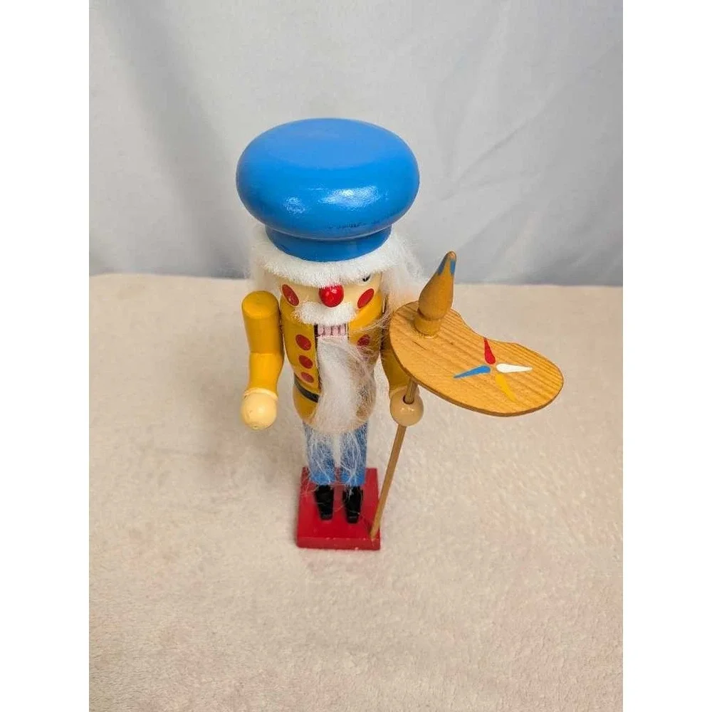 Wooden Nutcracker Soldier Blue Chef Hat Yellow‎ Jacket Christmas Decor